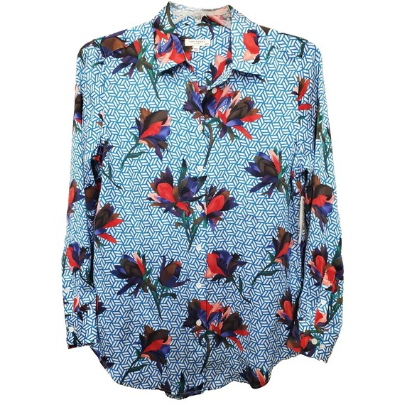 Equipment Femme Silk Mixed Pattern Long Sleeve Button-Up Shirt Size Medium NWT - Picture 1 of 6